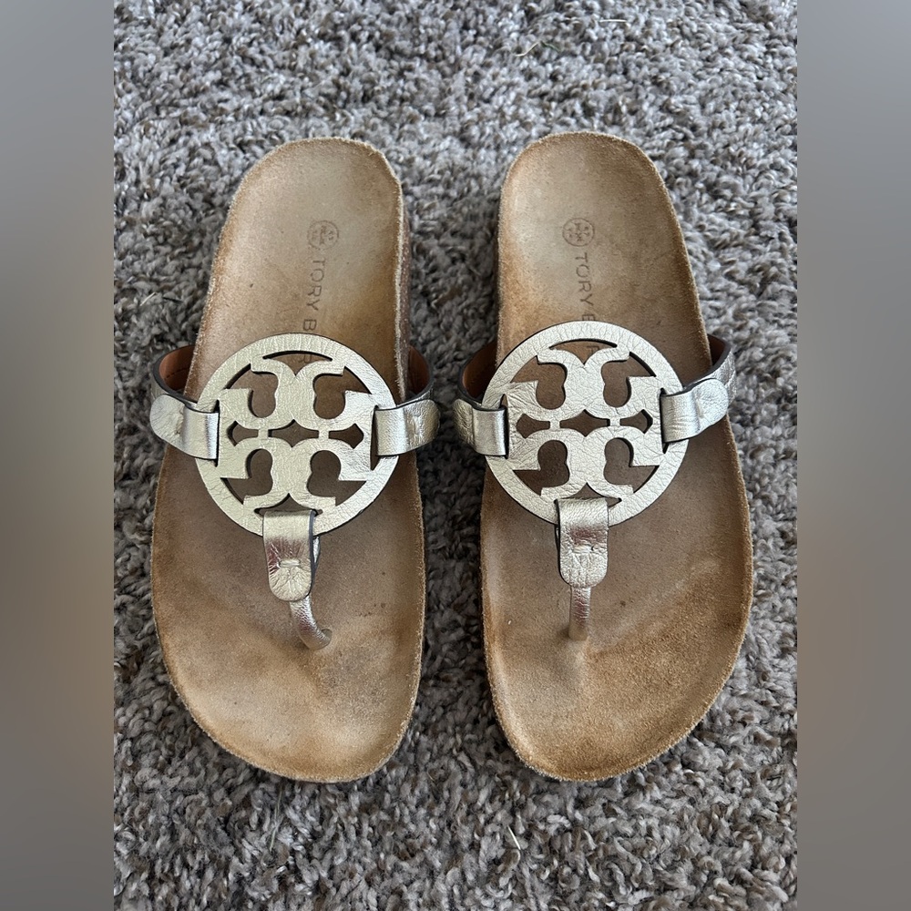 Tory Burch Metallic Sparkle Gold Miller Cloud Sandals